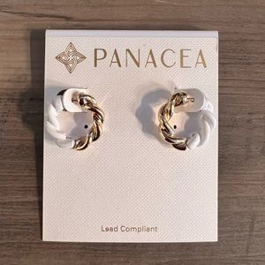 PANACEA mini gold and white rope hoop earrings
